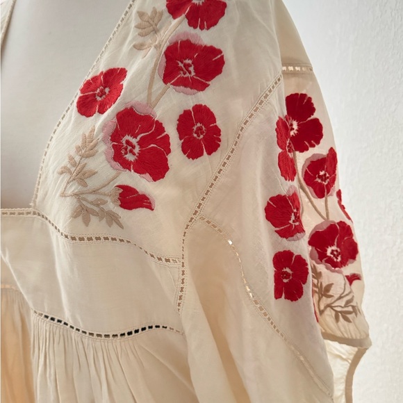 St. Roche Vintage Inspired Boho Embroidery Flowers Midi Dress Peasant Bohemian M - Picture 8 of 16